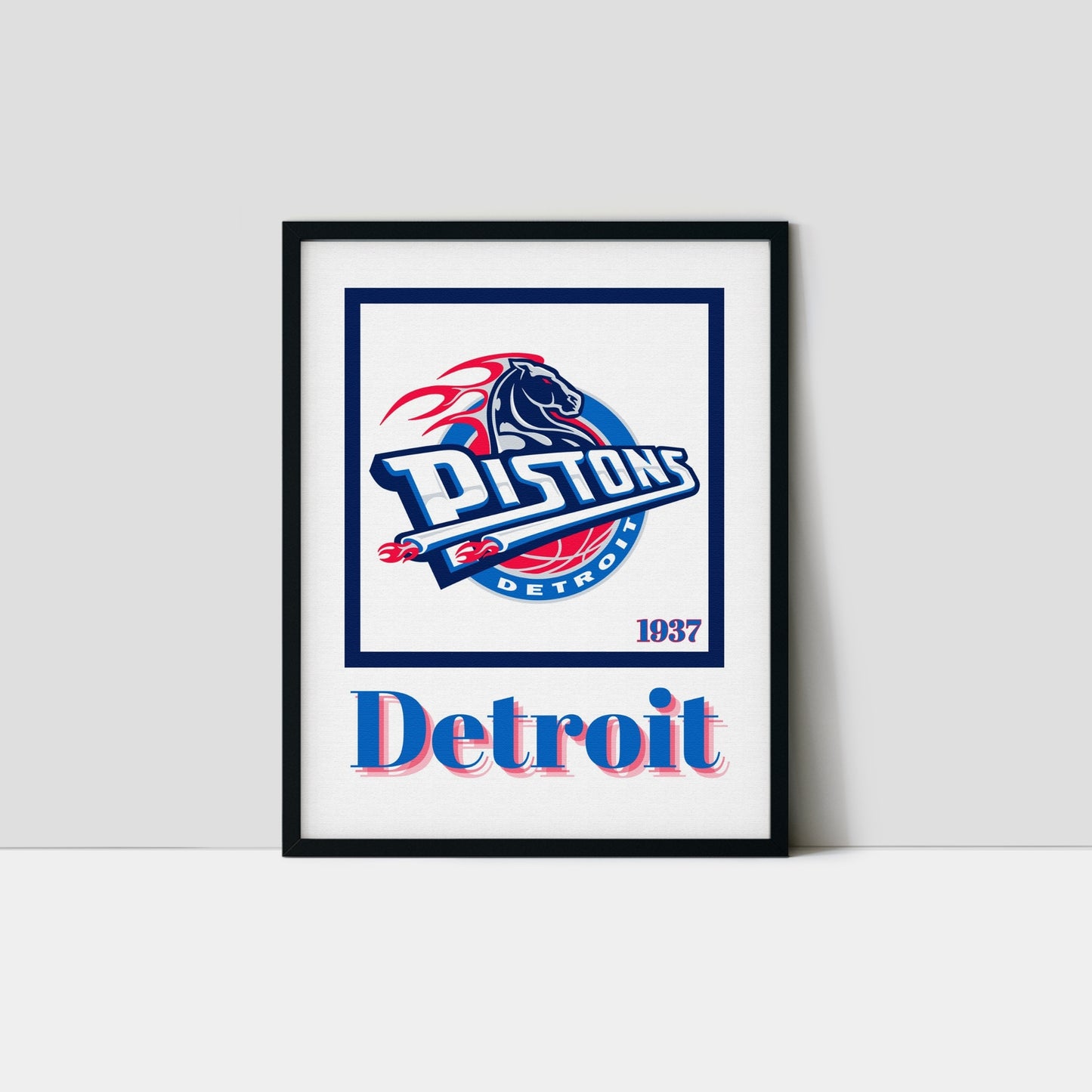 Detroit Pistons Minimalist Art Print